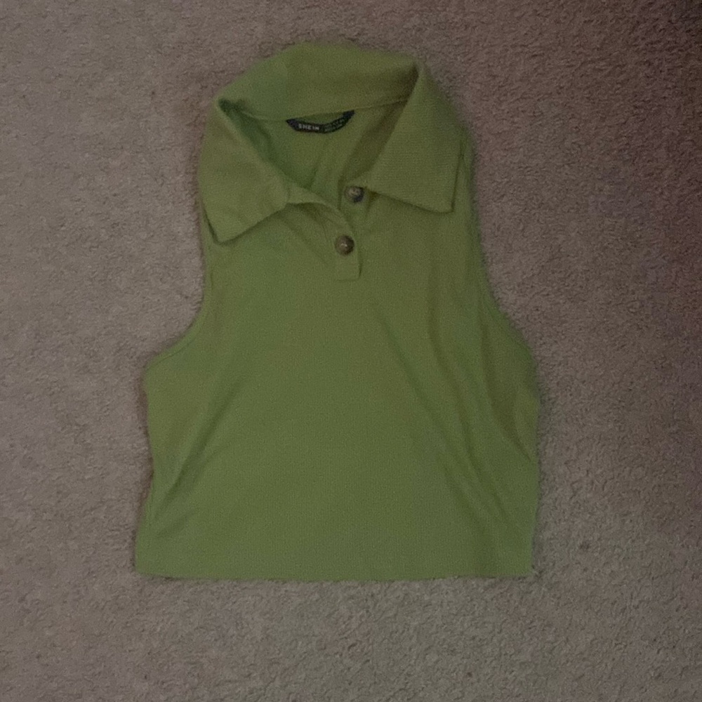 lime green collared tank